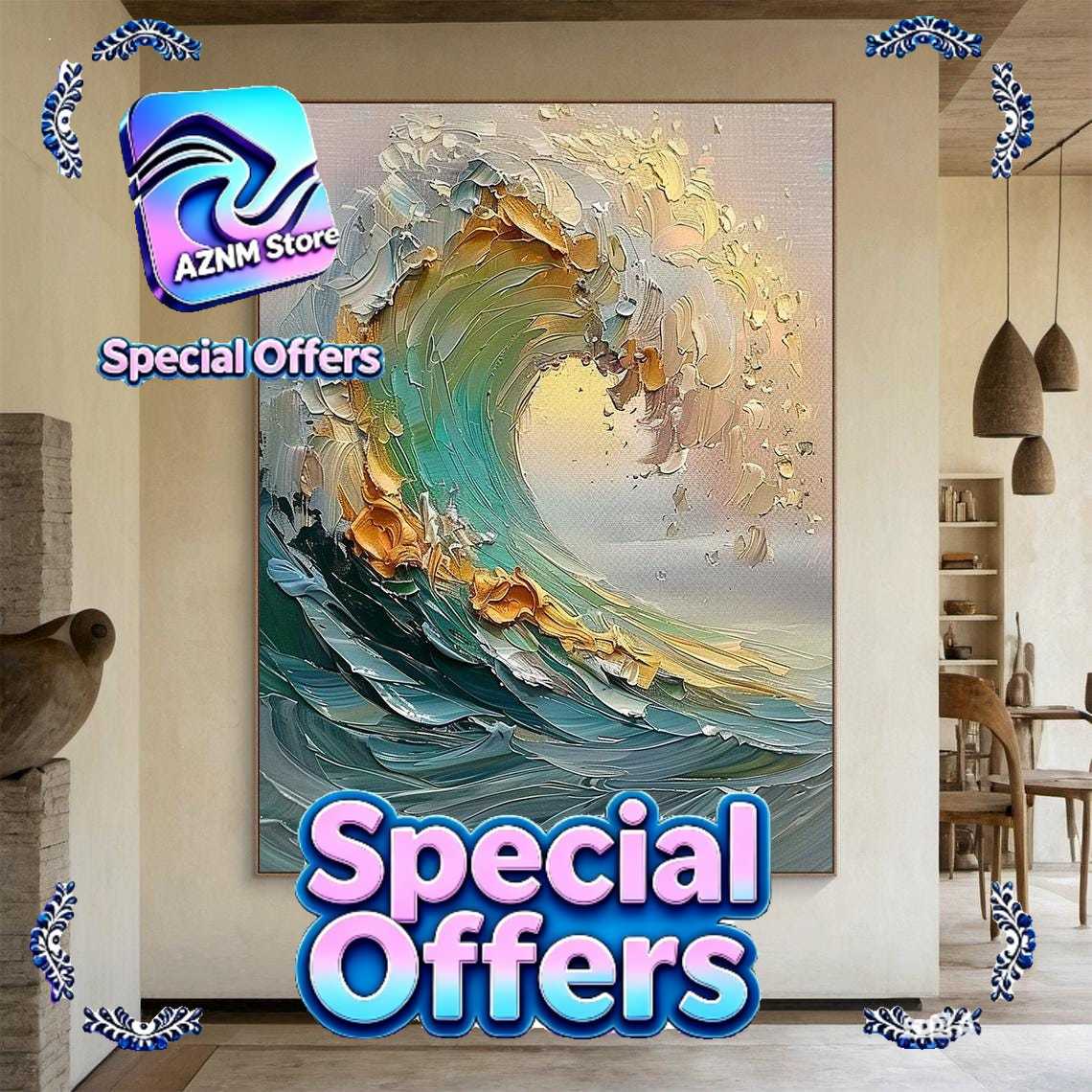 3D Printing Wall - 3D Beige Large Canvas Abstract Handmade