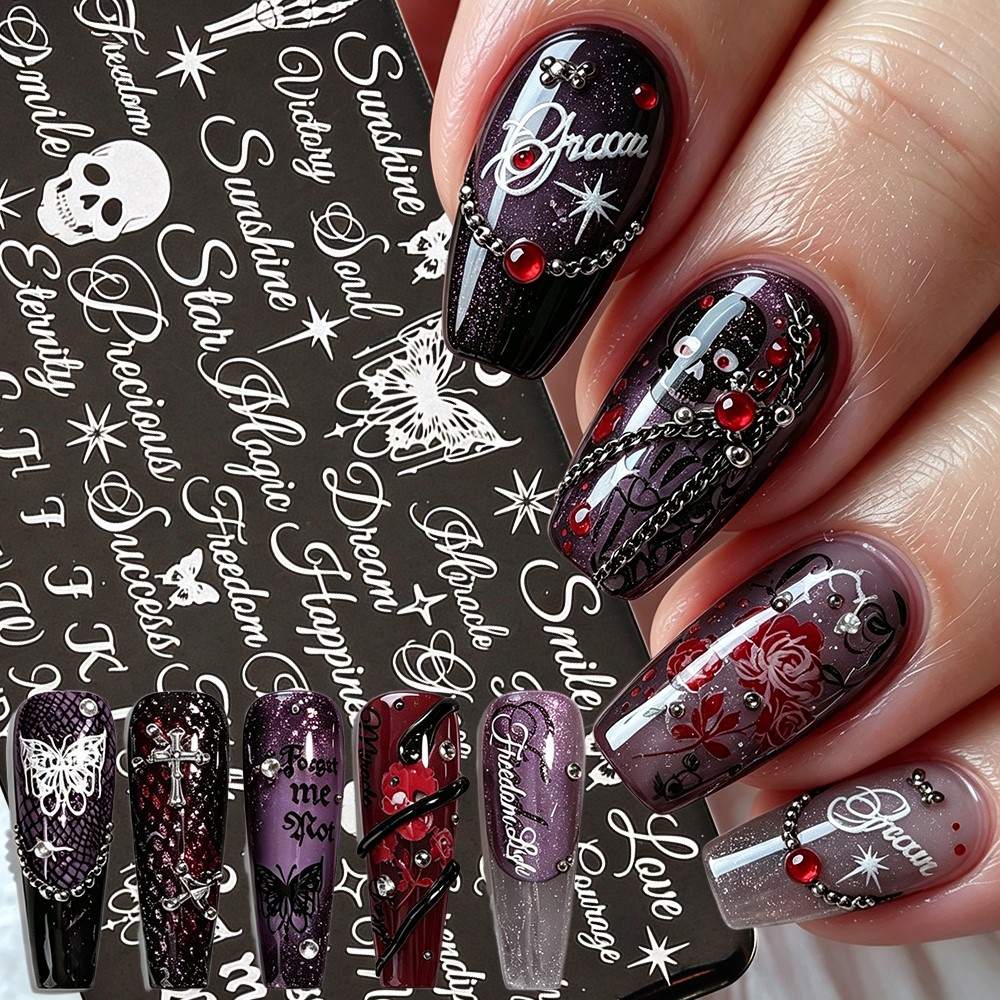 3D Printing Templates Free - 3D Skeleton Skull Butterfly Halloween Nail