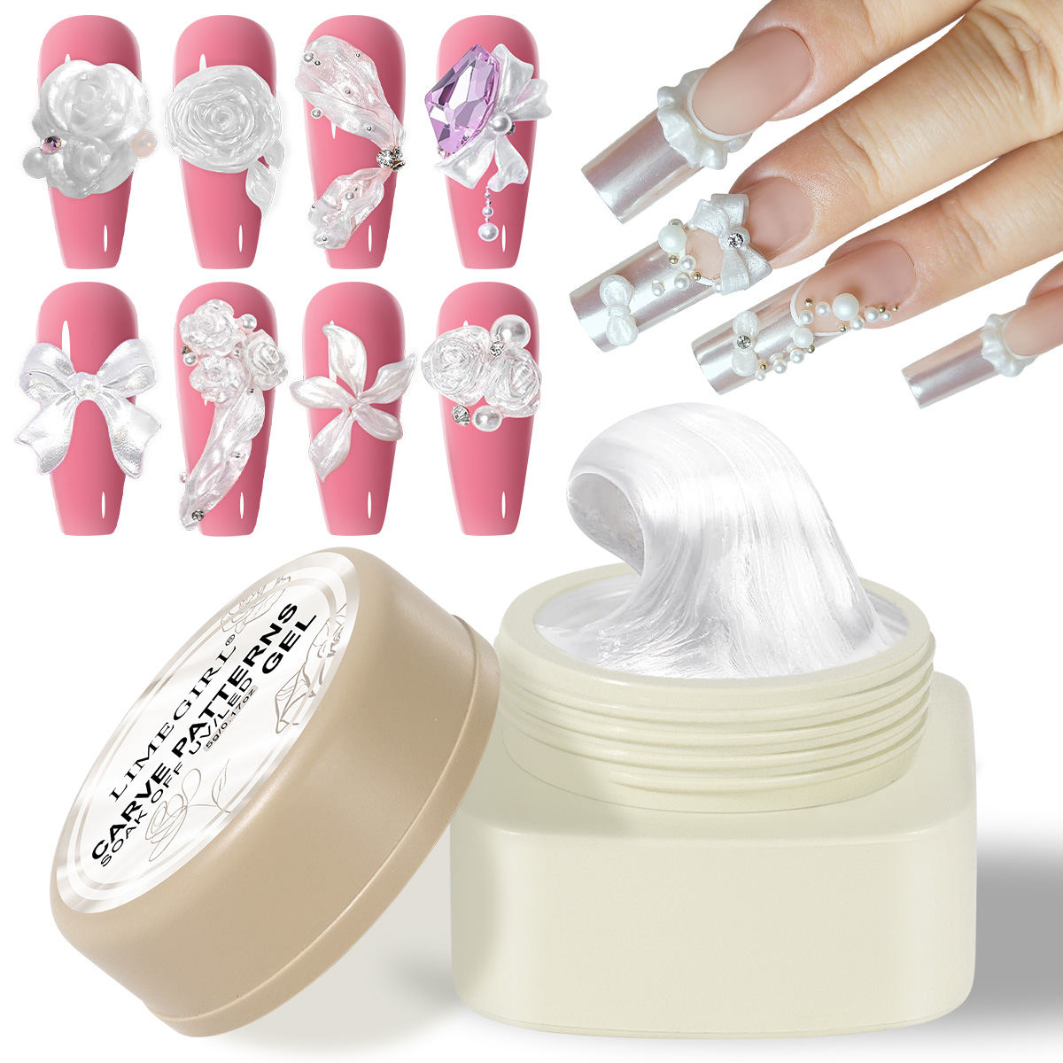 3D Printing Epoxy Resin - LIMEGIRL 3D Pearl Carving Nail Gel