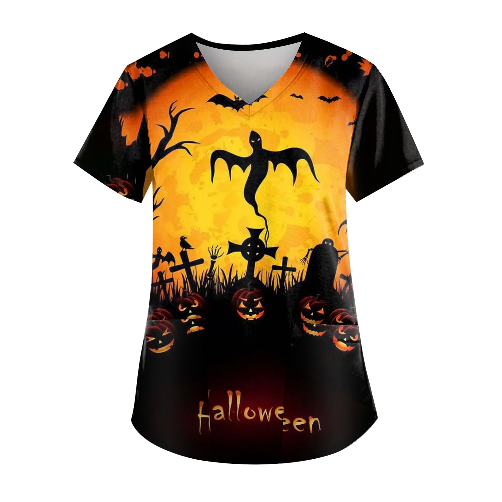Halloween Bat Pattern T-Shirt  - 3D Printing For Medical 评论和价格