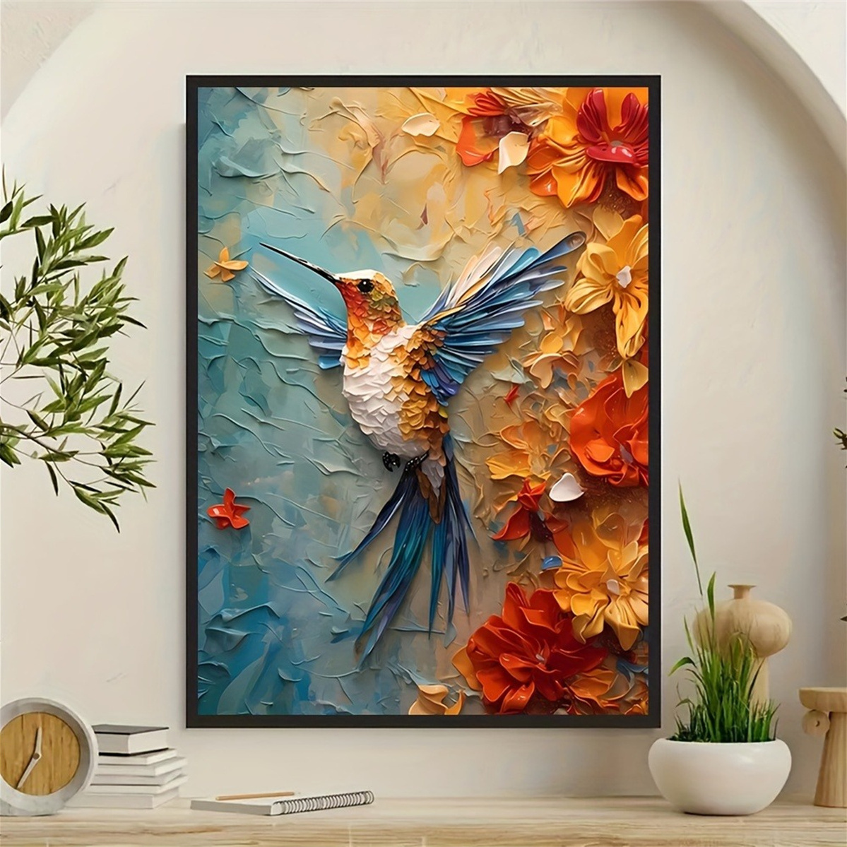 Vibrant Hummingbird & Floral 3 - 3D Printing Wall 评论和价格