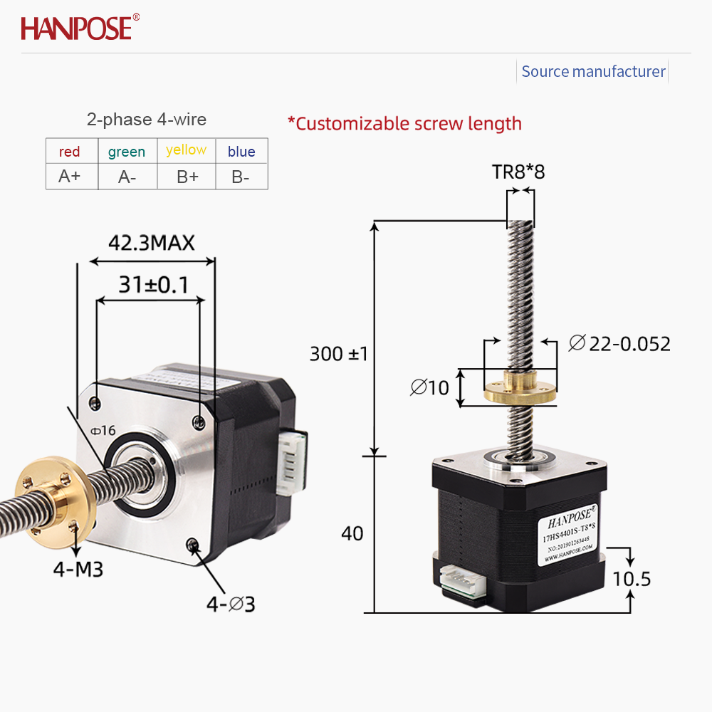 Two Phase Four Wire NEMA17 Scr - Lead Screw Stepper 评论和价格