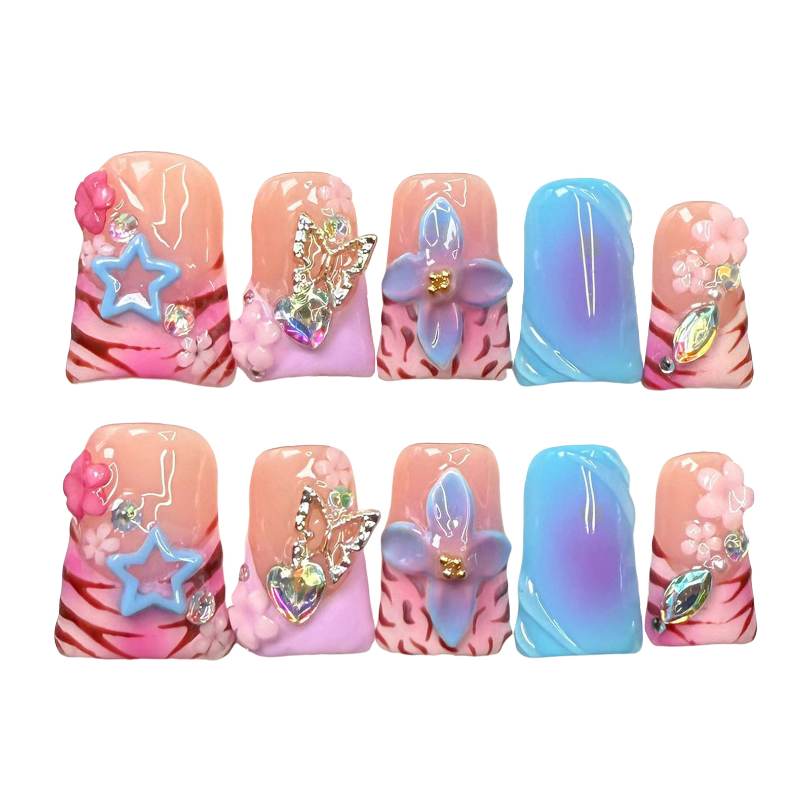 10pcs Handmade Fake Nails Duck - 3D Printing Ptc 评论和价格