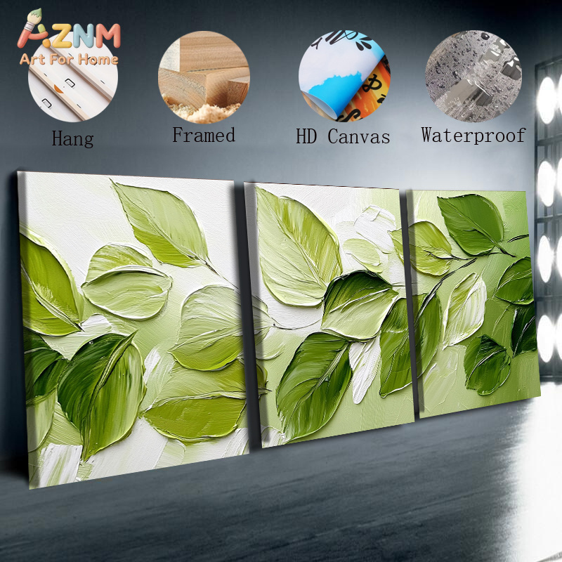 AZNM 3D Textured Green Leaf Im - 3D Printing Wall 评论和价格