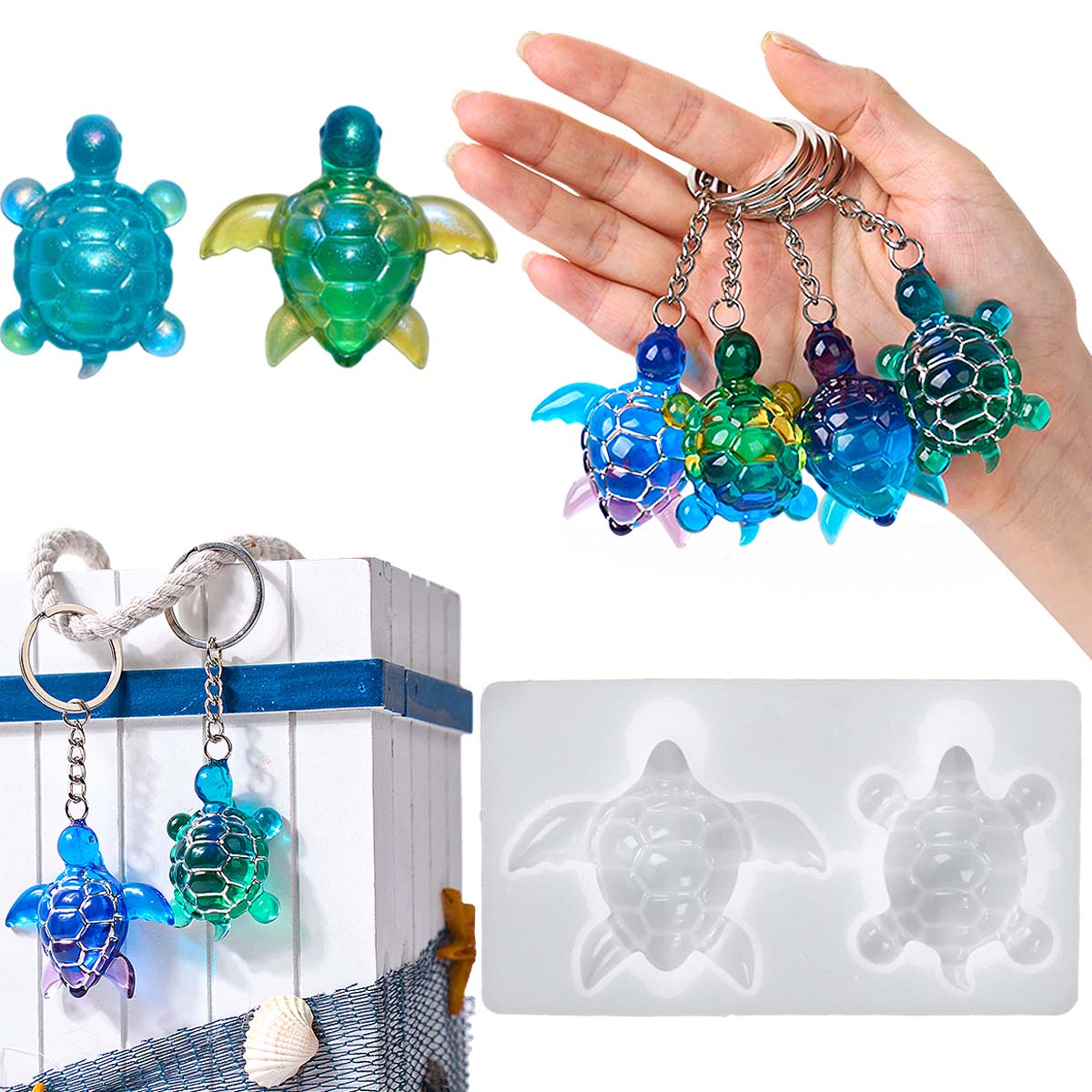 3D Sea Turtle Keychain Silicon - 3D Printing Epoxy Resin 评论和价格