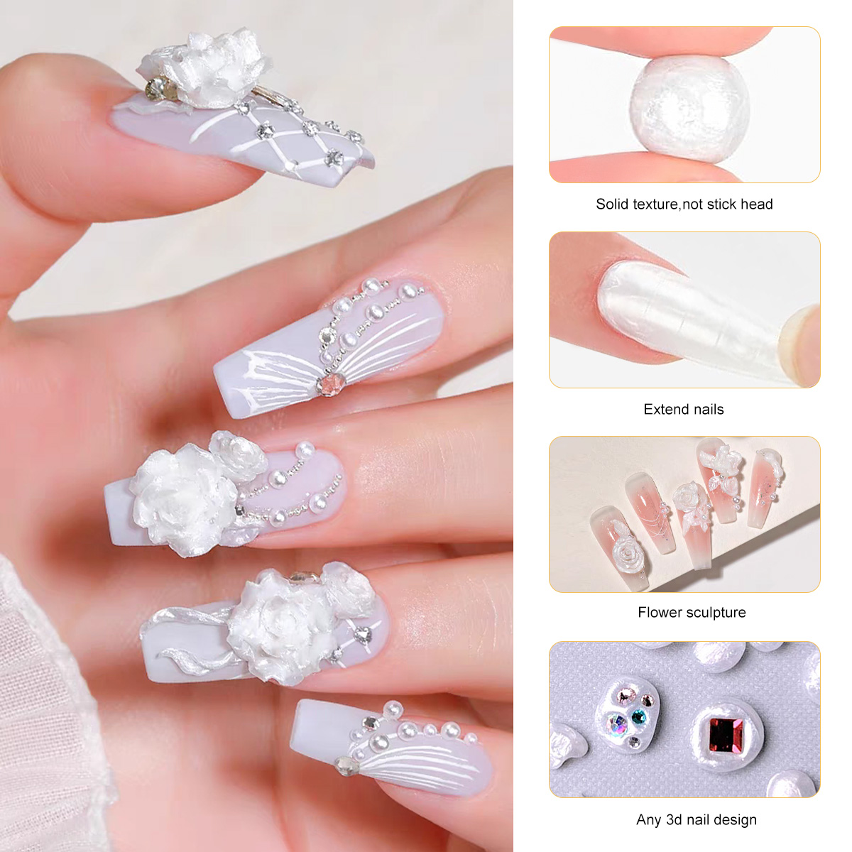 LIMEGIRL 3D Pearl Carving Nail - 3D Printing Epoxy Resin 评论和价格